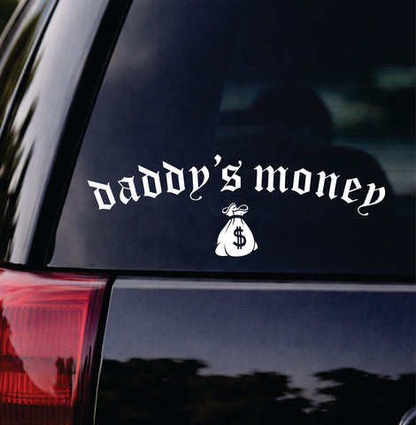 Daddy's Money Bag Car Decal Bumper Sticker Truck Mirror Window Windshield Men JDM
