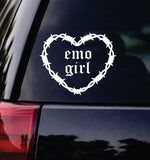 Emo Girl Barb Wire Heart Car Decal Bumper Sticker Truck Mirror Window Windshield Girls Goth Blegh
