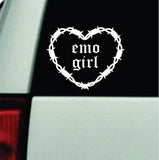 Emo Girl Barb Wire Heart Car Decal Bumper Sticker Truck Mirror Window Windshield Girls Goth Blegh