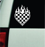 Flaming Checker Heart Car Decal Truck Mirror Window Windshield Bumper Sticker Men Girls Funny Meme
