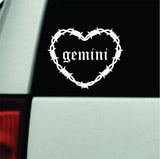Gemini Barb Wire Heart Car Decal Bumper Sticker Truck Mirror Window Windshield Girls Zodiac Horoscope Emo Goth Blegh