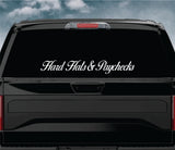 Hart Hats and Paychecks Car Decal Truck Window Windshield Banner JDM Sticker Vinyl Blue Collar