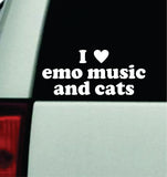 I Love Emo Music and Cats Car Decal Truck Mirror Window Windshield Bumper Sticker Men Girls Blegh Goth Hardcore Metal