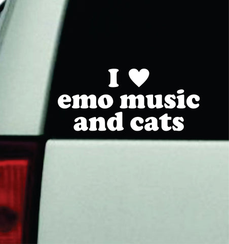 I Love Emo Music and Cats Car Decal Truck Mirror Window Windshield Bumper Sticker Men Girls Blegh Goth Hardcore Metal