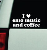 I Love Emo Music and Coffee Car Decal Truck Mirror Window Windshield Bumper Sticker Men Girls Blegh Goth Hardcore Metal