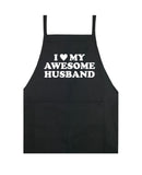 I Love My Awesome Husband Apron Kitchen Cook Grill Bake BBQ Barbeque Chef Men Women Mom Dad Family Food Gift