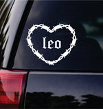 Leo Barb Wire Heart Car Decal Bumper Sticker Truck Mirror Window Windshield Girls Zodiac Horoscope Emo Goth Blegh