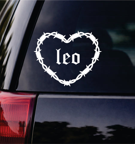 Leo Barb Wire Heart Car Decal Bumper Sticker Truck Mirror Window Windshield Girls Zodiac Horoscope Emo Goth Blegh