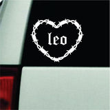 Leo Barb Wire Heart Car Decal Bumper Sticker Truck Mirror Window Windshield Girls Zodiac Horoscope Emo Goth Blegh