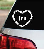 Leo Barb Wire Heart Car Decal Bumper Sticker Truck Mirror Window Windshield Girls Zodiac Horoscope Emo Goth Blegh