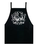 Life Is Short Take A Whisk Apron Kitchen Bbq Barbeque Cook Grill Chef Bake Food Funny Gift Men Girls Mom Dad Gift