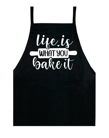 Life Is What You Bake It Apron Bbq Barbeque Cook Grill Chef Bake Food Funny Gift Men Girls Mom Dad Gift