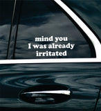 Mind You I Was Already Irritated Car Decal Bumper Sticker Truck Mirror Window Windshield Girls Funny Meme