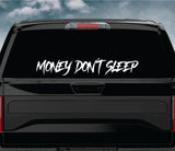 Money Don't Sleep Car Decal Truck Window Windshield Banner JDM Sticker Vinyl