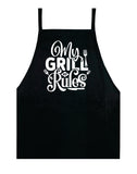 My Grill My Rules V3 Apron Kitchen Bbq Barbeque Cook Grill Chef Bake Food Funny Gift Men Girls Mom Dad Gift