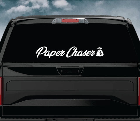 Paper Chaser V2 Car Decal Truck Window Windshield Mirror Banner JDM Sticker Vinyl Men Blue Collar