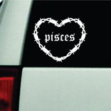 Pisces Barb Wire Heart Car Decal Bumper Sticker Truck Mirror Window Windshield Girls Zodiac Horoscope Emo Goth Blegh
