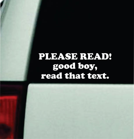 Please Read Good Boy Car Decal Bumper Sticker Truck Mirror Window Windshield Girls Funny Meme Cute