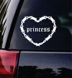Princess Barb Wire Heart Car Decal Bumper Sticker Truck Mirror Window Windshield Girls Emo Goth Blegh