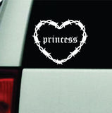 Princess Barb Wire Heart Car Decal Bumper Sticker Truck Mirror Window Windshield Girls Emo Goth Blegh