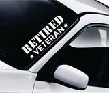Retired Veteran V3 Car Decal Truck Window Windshield Banner JDM Sticker Vinyl