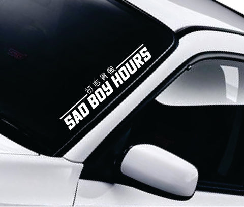 Sad Boy Hours V2 Car Decal Truck Window Windshield Banner JDM Sticker Vinyl Quote Men Meets Club