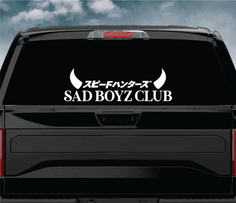 Sad Boyz Club V4 Car Decal Truck Window Windshield JDM Banner Sticker Vinyl Quote Men Automobile Street Racing Broken Heart Club Japanese Speedhunter