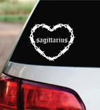 Sagittarius Barb Wire Heart Car Decal Bumper Sticker Truck Mirror Window Windshield Girls Zodiac Horoscope Emo Goth Blegh
