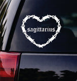 Sagittarius Barb Wire Heart Car Decal Bumper Sticker Truck Mirror Window Windshield Girls Zodiac Horoscope Emo Goth Blegh