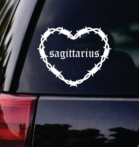 Sagittarius Barb Wire Heart Car Decal Bumper Sticker Truck Mirror Window Windshield Girls Zodiac Horoscope Emo Goth Blegh