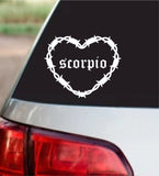 Scorpio Barb Wire Heart Car Decal Bumper Sticker Truck Mirror Window Windshield Girls Zodiac Horoscope Emo Goth Blegh