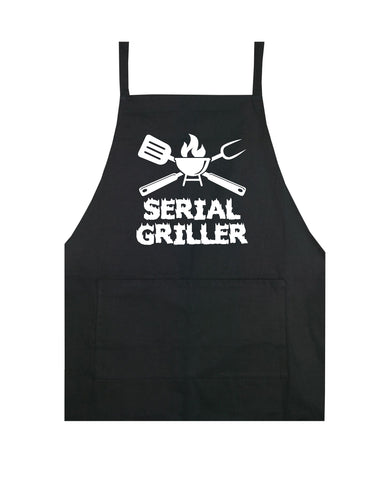 Serial Griller Apron Kitchen Cook Grill Bake BBQ Barbeque Chef Men Women Mom Dad Family Food Gift
