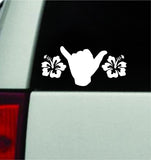 Shaka Hibiscus Flowers Car Decal Truck Window Windshield Mirror JDM Bumper Sticker Vinyl Quote Men Girls Hawaii