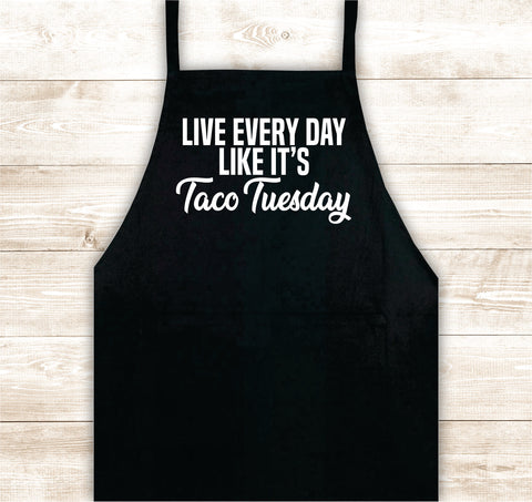 Taco Tuesday Apron Kitchen Cook Grill Bake BBQ Barbeque Chef Men Women Mom Dad Family Food Gift Funny