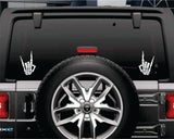 Two Rock On Skeleton Hands Car Decal Truck Mirror Window Windshield JDM Bumper Sticker Vinyl Quote Men Girls Emo Music Hardcore Blegh Mosh