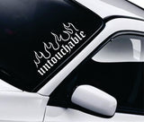 Untouchable Flames Car Decal Truck Window Windshield Banner JDM Sticker Vinyl Quote Men Meets Club