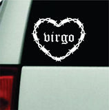 Virgo Barb Wire Heart Car Decal Bumper Sticker Truck Mirror Window Windshield Girls Zodiac Horoscope Emo Goth Blegh