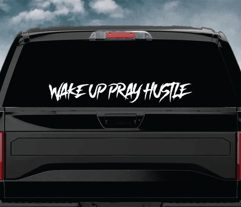 Wake Up Pray Hustle V2 Car Decal Truck Window Windshield Banner JDM Sticker Vinyl
