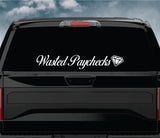 Wasted Paychecks V7 Car Decal Truck Window Windshield Banner JDM Sticker Vinyl