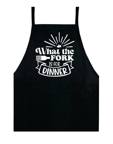 What the Fork Is For Dinner Apron Kitchen Bbq Barbeque Cook Grill Chef Bake Food Funny Gift Men Girls Mom Dad Gift