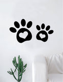 2 Dog Paw Print Hearts Decal Sticker Wall Vinyl Art Home Decor Teen Doggy Puppy Vet Adopt