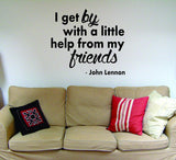 I Get By The Beatles Quote Design Decal Sticker Wall Vinyl Music Teen Home Decor