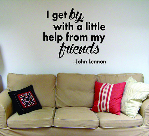 I Get By The Beatles Quote Design Decal Sticker Wall Vinyl Music Teen Home Decor