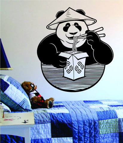 Panda Eating Chinese Food Bear Animal Design Decal Sticker Wall Vinyl Decor Art