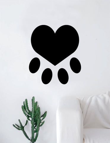 Dog Paw Print Heart Decal Sticker Wall Vinyl Art Home Decor Teen Doggy Puppy Vet Adopt