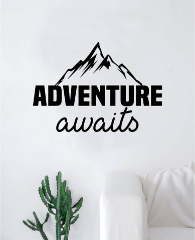 Adventure Awaits V13 Quote Wall Decal Sticker Home Decor Vinyl Art Bedroom Teen Inspirational Kids Travel Mountains