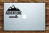 Adventure Awaits v2 Laptop Apple Macbook Quote Wall Decal Sticker Art Vinyl Explore Travel Wanderlust Mountains Trees Hike Cute