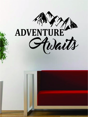 Adventure Awaits Version 3 Mountains Quote Travel Design Decal Sticker Wall Vinyl Art Decor Home - boop decals - vinyl decal - vinyl sticker - decals - stickers - wall decal - vinyl stickers - vinyl decals