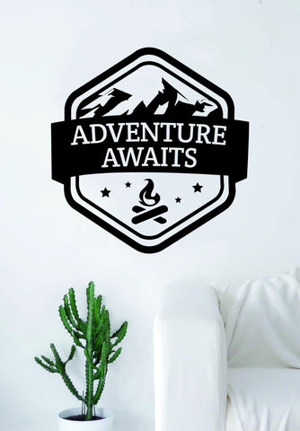 Adventure Awaits v5 Quote Wall Decal Sticker Bedroom Living Room Art Vinyl Beautiful Inspirational Travel Mountains Wanderlust