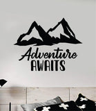 Adventure Awaits V18 Quote Wall Decal Sticker Vinyl Art Decor Bedroom Room Boy Girl Inspirational Motivational School Nursery Mountains Travel